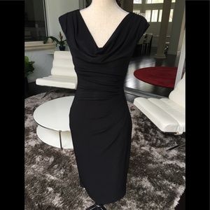 RALPH LAUREN Ruched Black Dress.